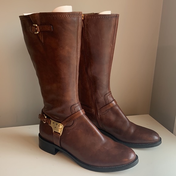 Ecco Shoes Hp Ecco Hobart Harness Equestrian Brown Leather Mid Calf Boots Sz 39885 Poshmark